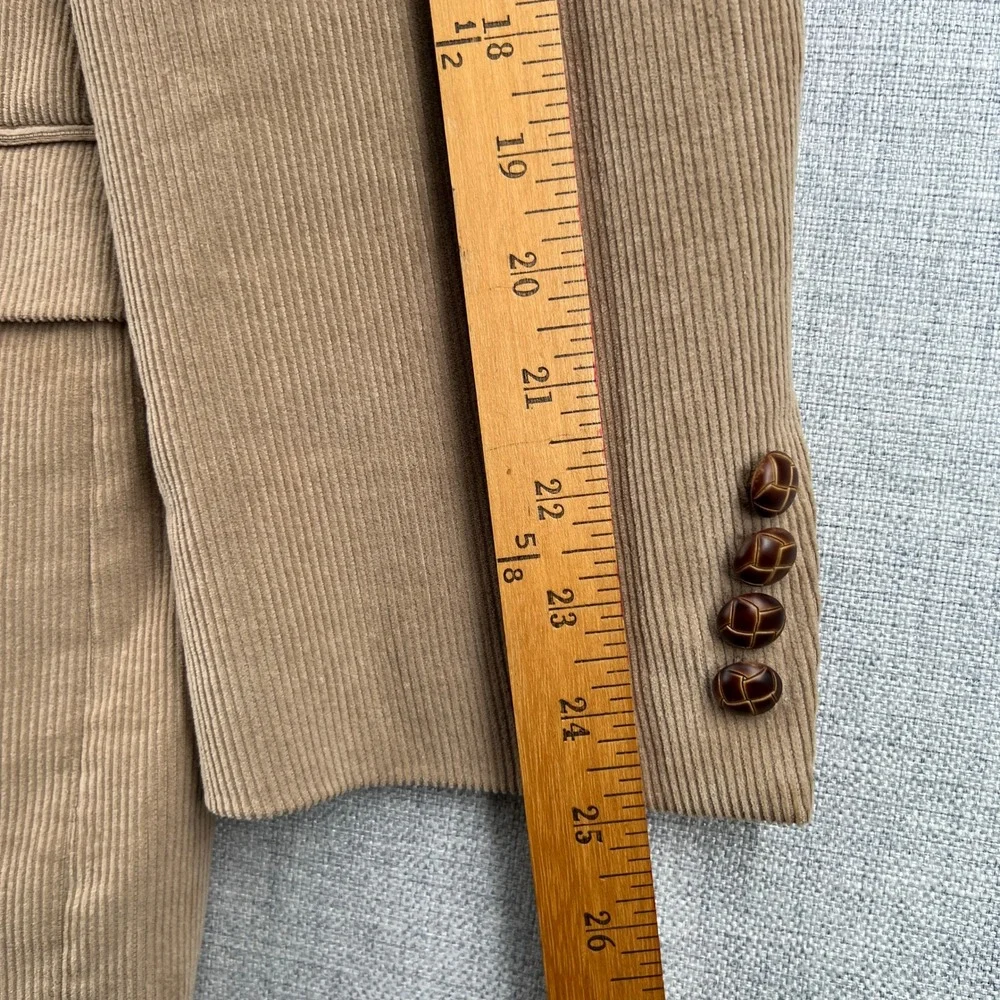 Chaps Mens 44R Corduroy Blazer Sport Coat Tan Beige Suede Elbow Patches Academia